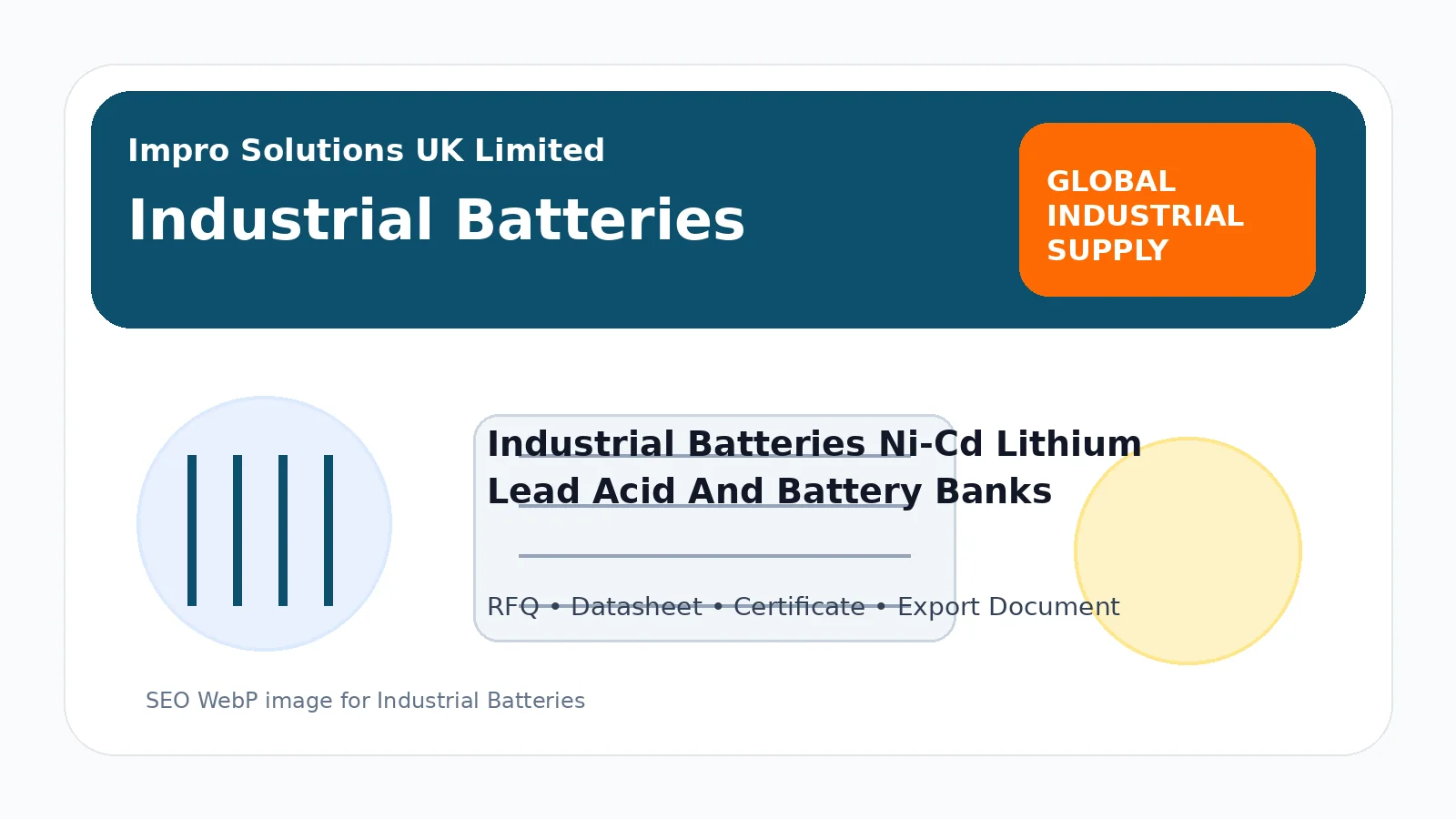 Industrial Batteries buying guide for substations, UPS, emergency lighting and DC control systems from Impro Solutions UK Limited