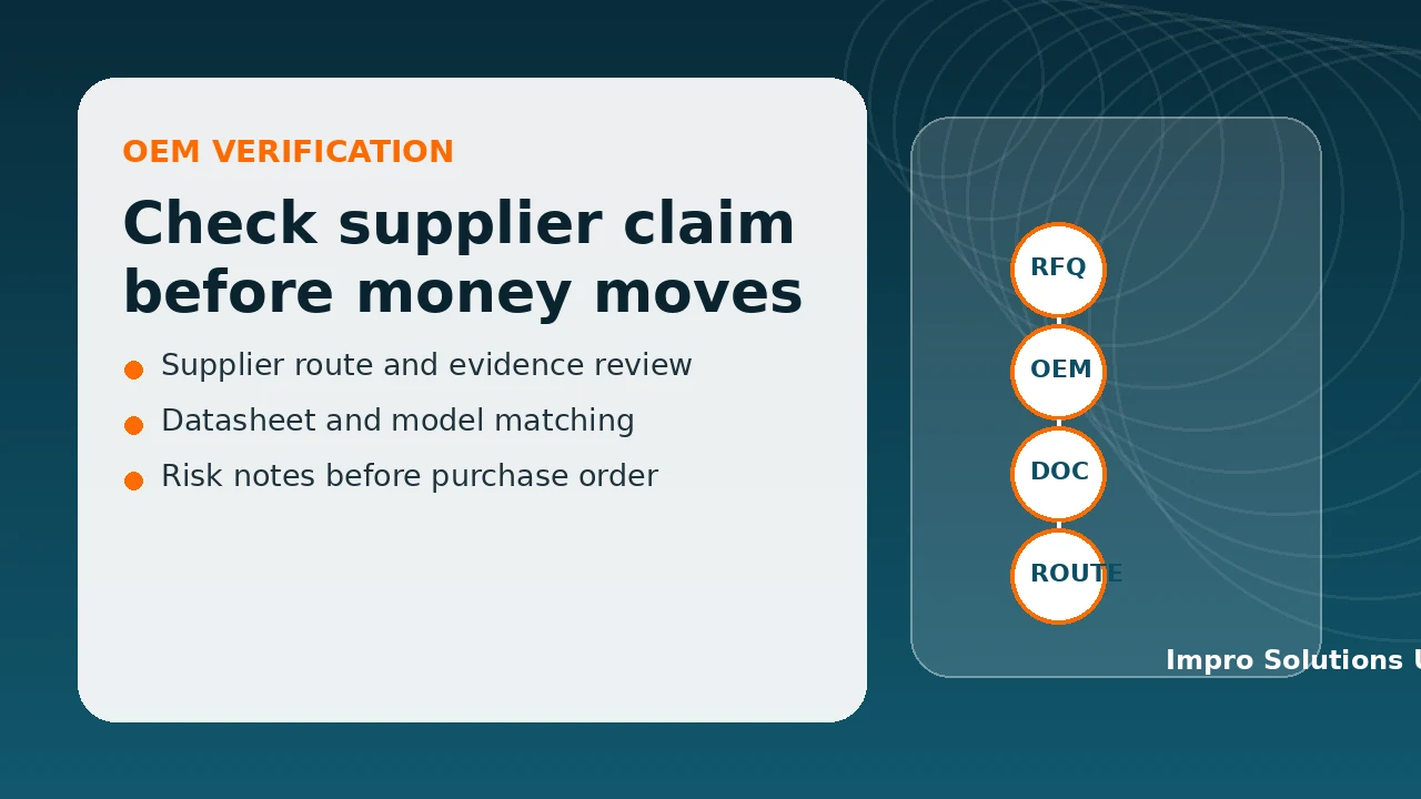 OEM supplier verification for industrial equipment before purchase order